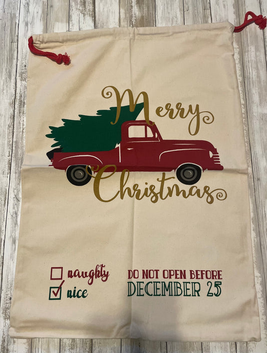 Merry Christmas Canvas Gift Bag